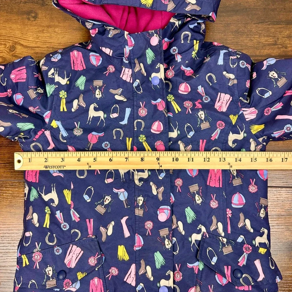 Joules Girls JNR Kirstie Fleece-Lined Coat Jacket 6Y 116 cm Horse Navy Pink - Picture 12 of 13